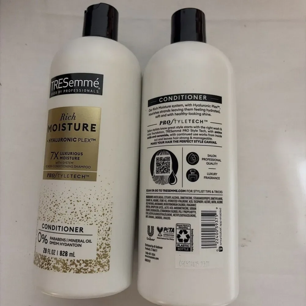 2 TRESemme' Rich Moisture Hyaluronic Plex Conditioner Pro Styletech 28 Fl Oz New